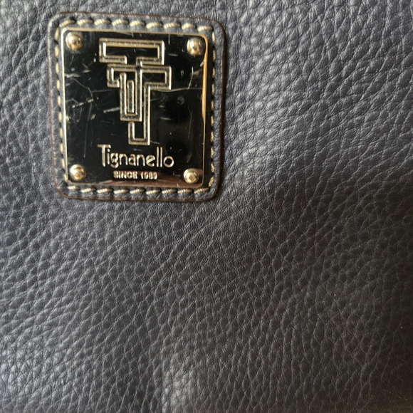 Tignanello Blue Silver Crossbody Bag with Structured Finish - Picture 2 of 8